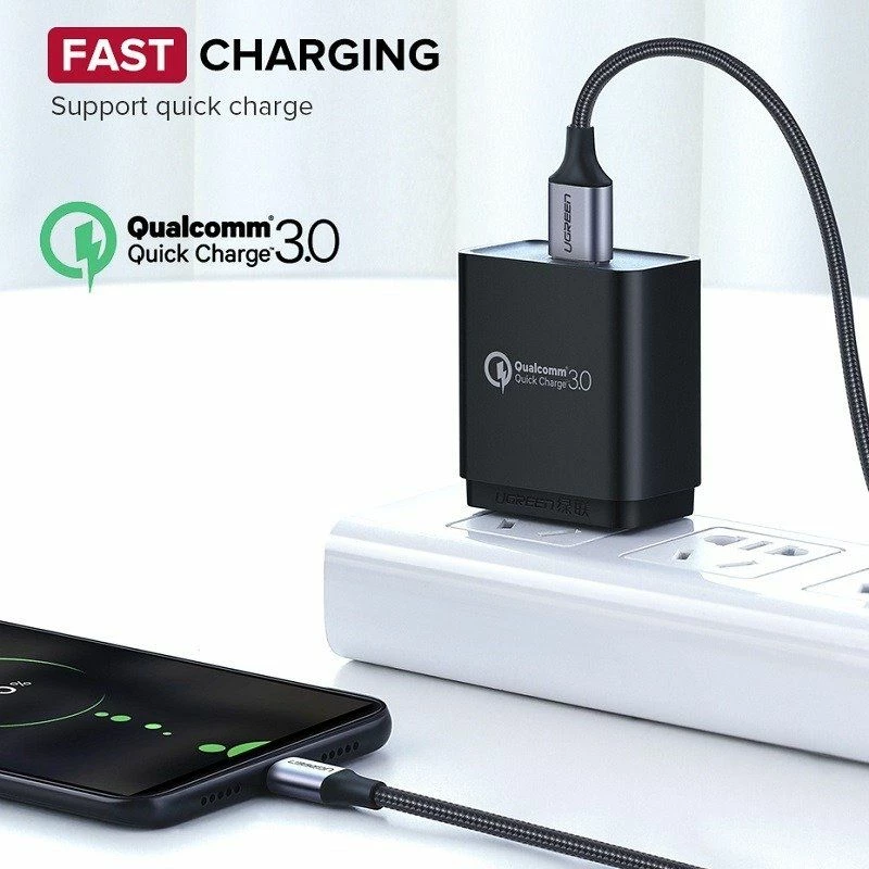 Kabllo USB-A në microUSB Ugreen US290 (60153) 2 m QC 3.0, e bardhë