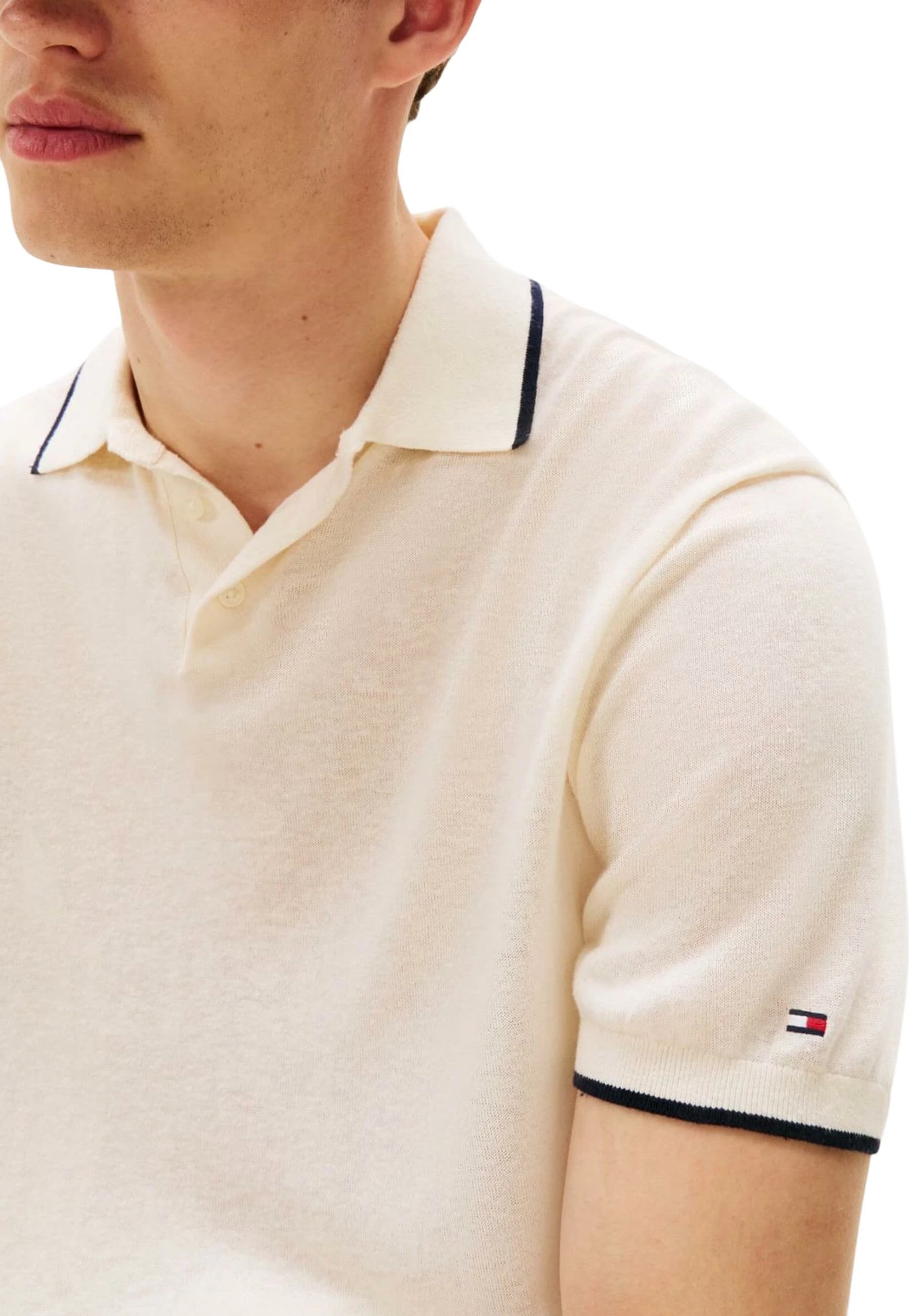 Xhemper polo për meshkuj Tommy Hilfiger MW0MW40539, fildishi [Madhësia: S]