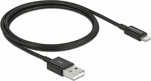 Kabllo USB DeLOCK Lightning në USB-A, 1 m, 3A, e zezë
