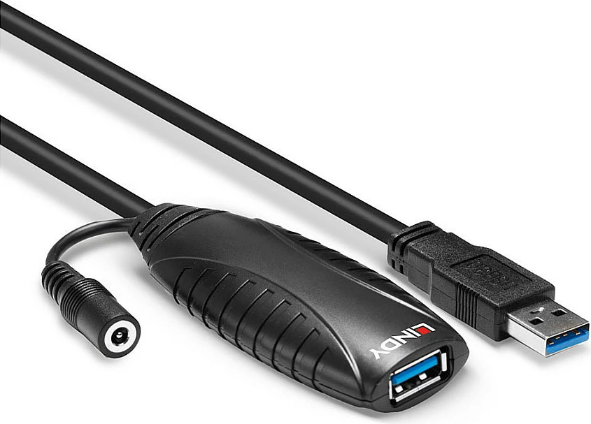 Kabllo zgjatëse aktive USB 3.0 Lindy 10m, USB-A mashkull në USB-A femër, 5Gbps, e zezë