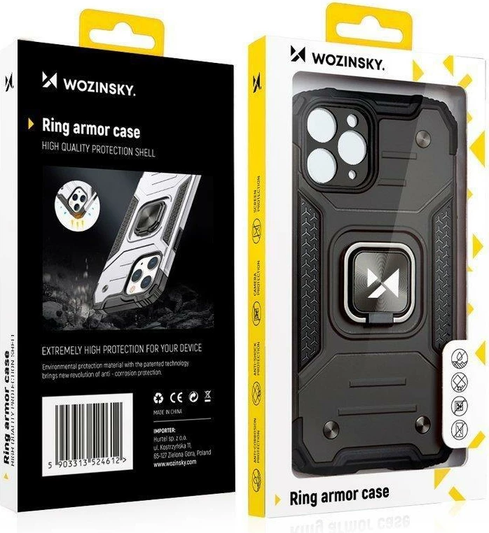 Mbështjellës Wozinsky Ring Armor për iPhone 14 Pro Max, me unazë dhe mbajtëse magnetike, Blu