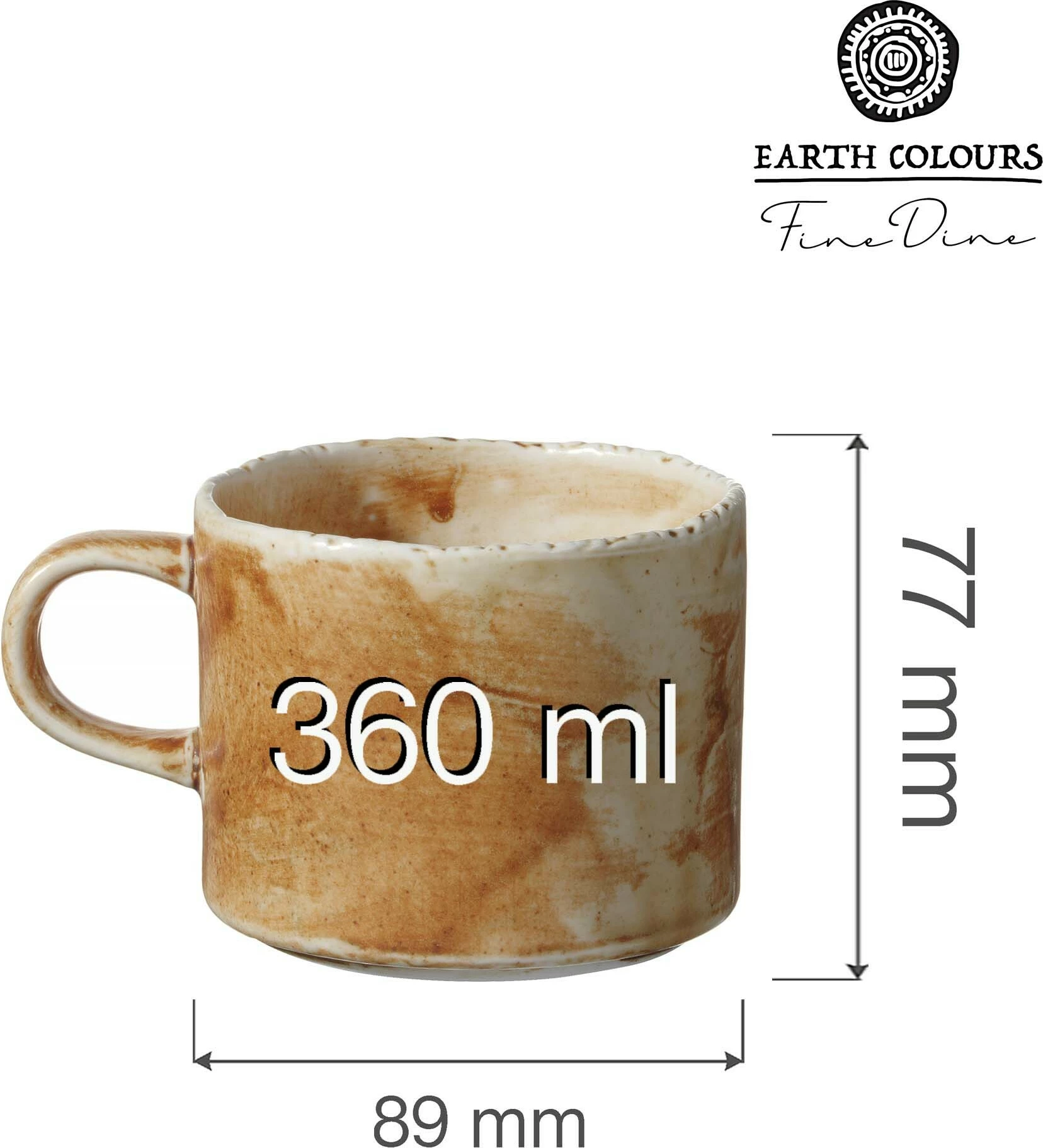 Kupa porcelani Fine Dine Constancy 360 ml, kafe, set 3 copë