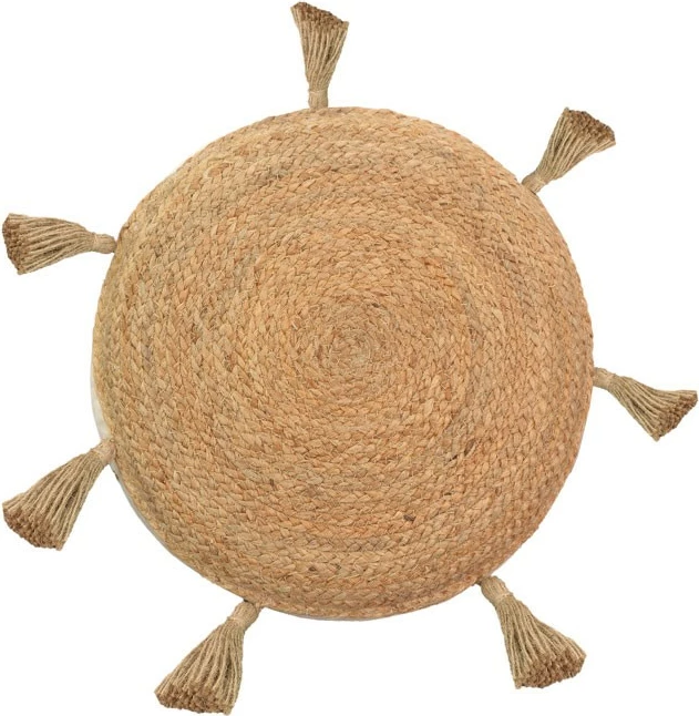 Jastëk pufi Elefon Inart, pëlhurë natyrale-ecru, D40x7.5cm