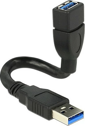 Kabëll zgjatues USB 3.2 Gen 1 DeLOCK ShapeCable 0.15m, USB-A mashkull në USB-A femër, 5 Gbit/s, i zi