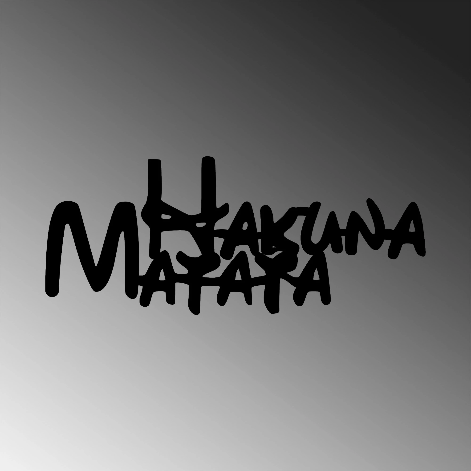 Aksesor dekorativ metalik për mur, Hakuna Matata, i zi, 66x1.5x27cm