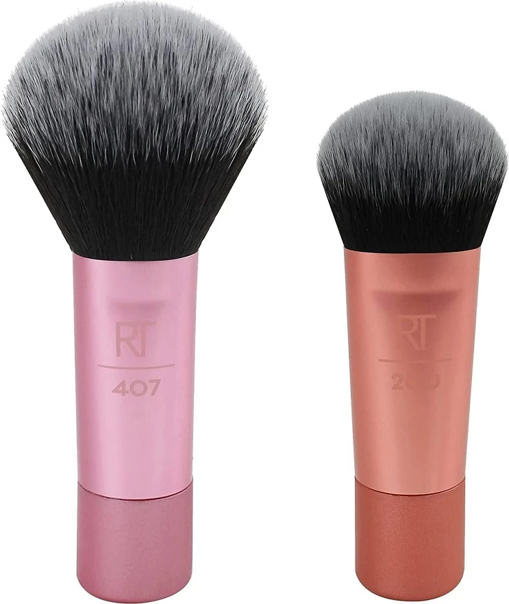 Set furçash për grim Real Techniques Mini Brush Duo për femra, 2 copë, rozë