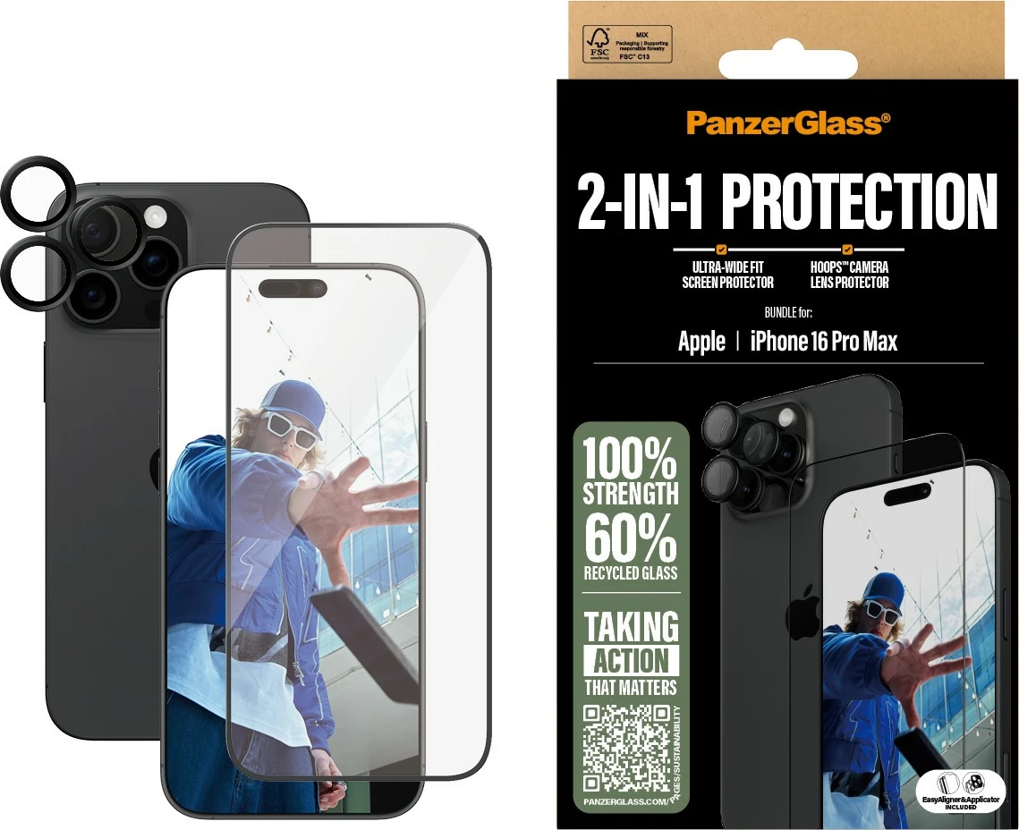 Mbrojtës ekrani PanzerGlass për iPhone 16 Pro Max, transparent