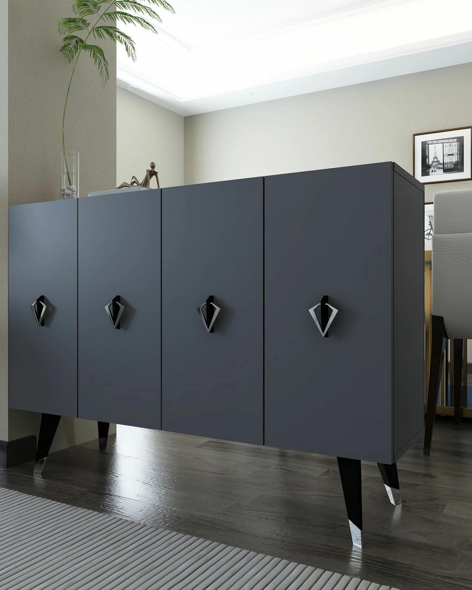 Konsol Skye Decor, anthracite, e zezë, argjend, 8164KM-32