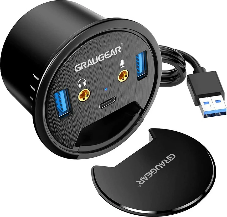USB hub GrauGear, 5 porta, audio/mikrofon, USB 3.0/Type-C, i zi