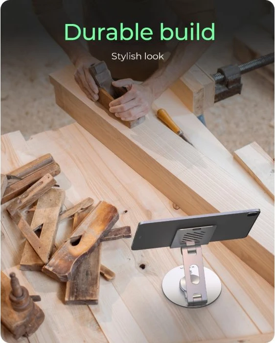 Mbajtëse tavoline për tablet dhe celular ICYBOX IB-TH201-R deri 12.9", 360° rrotullim, argjendtë/zi-gri