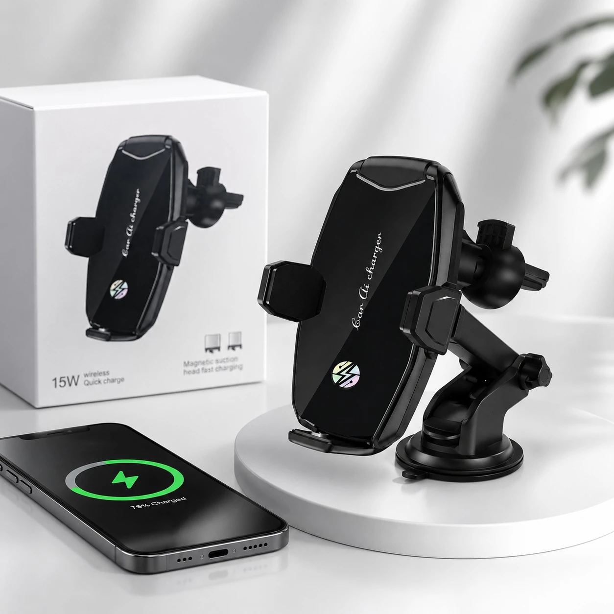 Mbajtëse Telefoni Inteligjente për Makinë me Karikim Wireless 15W