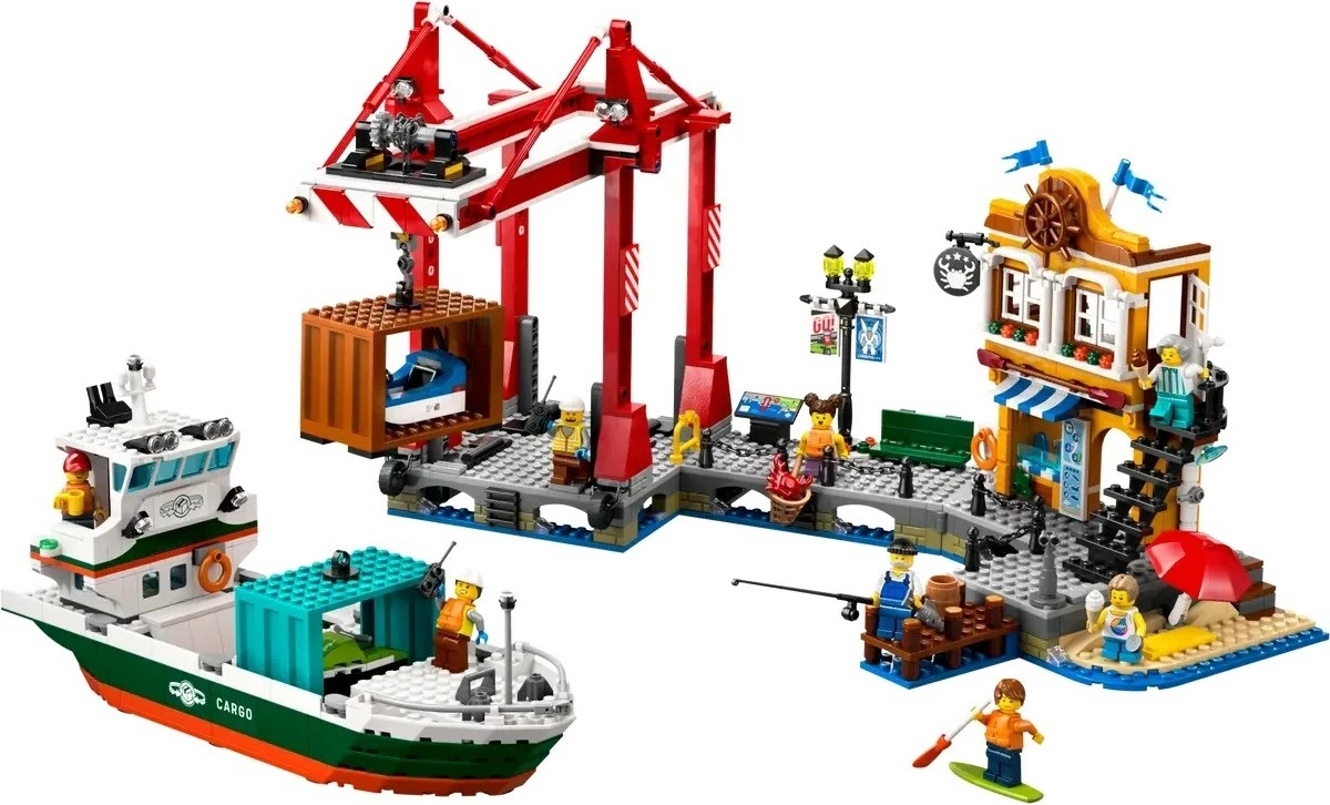 Set LEGO CITY 60422 Seaside Harbour me Anije Ngarkese