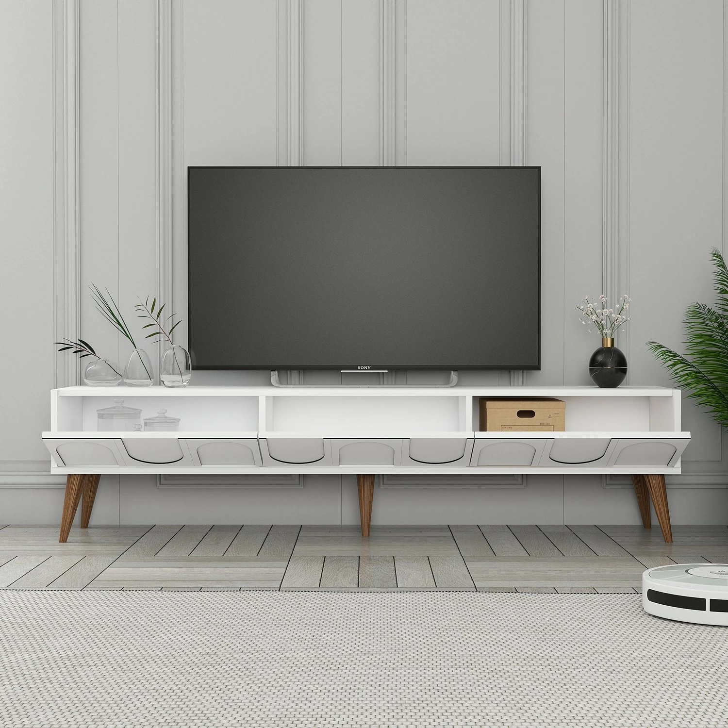 Komodë TV Hanah Home, Lyon 44, e bardhë dhe arre