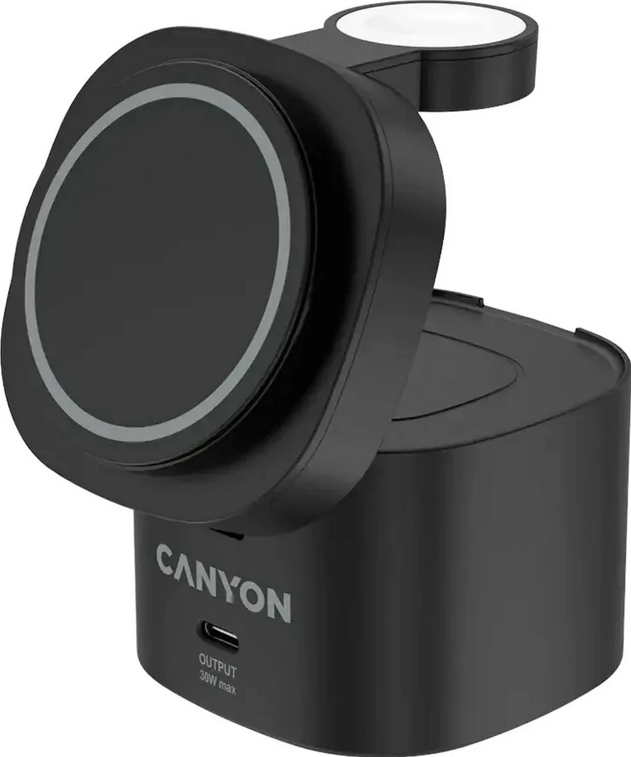 Stacion karikimi pa tela Canyon 4w1 30W, Qi2, USB-C PD 3.0, me kabllo 1m, i zi