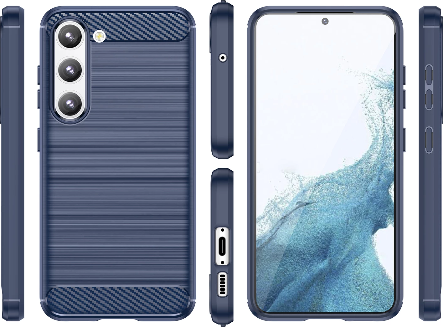 Mbështjellës Hurtel Carbon Case për Samsung Galaxy S23+, TPU, Blu