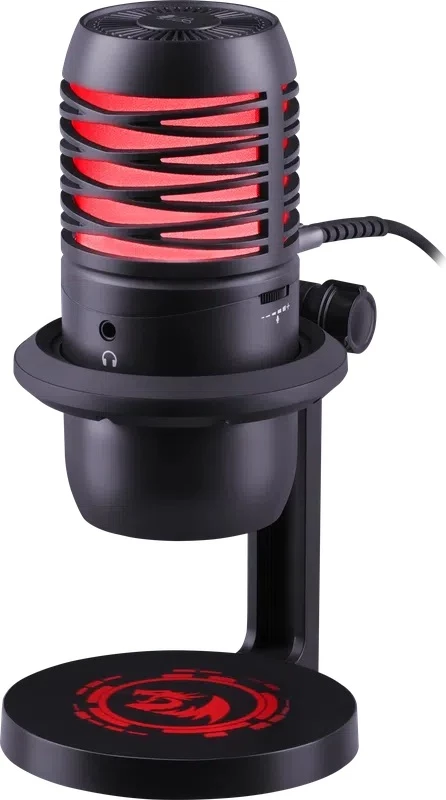 Mikrofon gaming Redragon Nebula GM211 USB cardioid me RGB me stand, zi/kuq