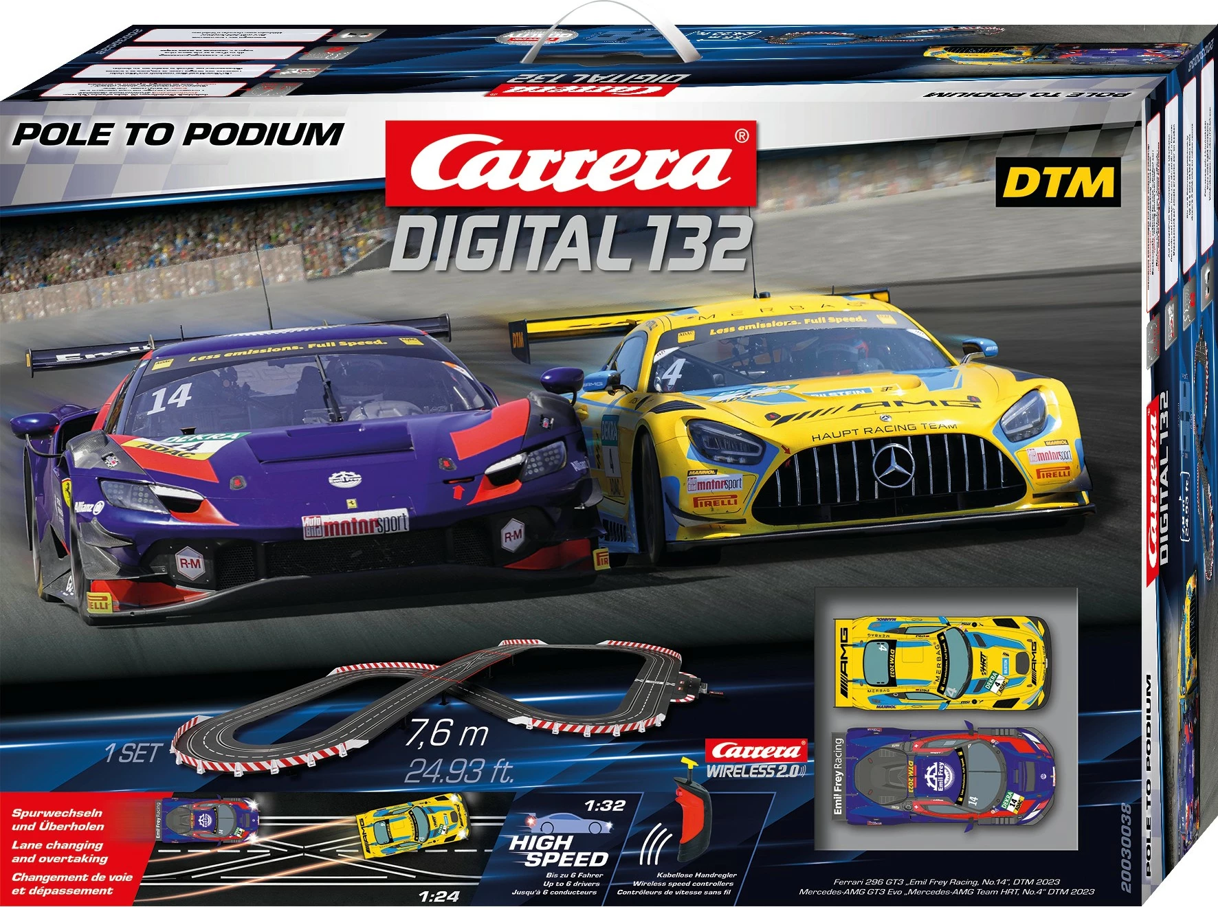 Set gare Carrera Digital 132 Pole to Podium, 2 makina, wireless, 7.6m, multikolor