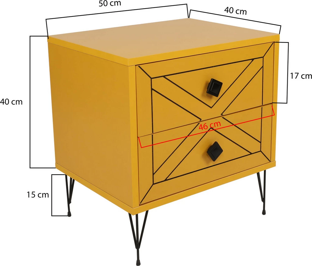 Komodinë natyrale Hanah Home, Luna, e verdhë