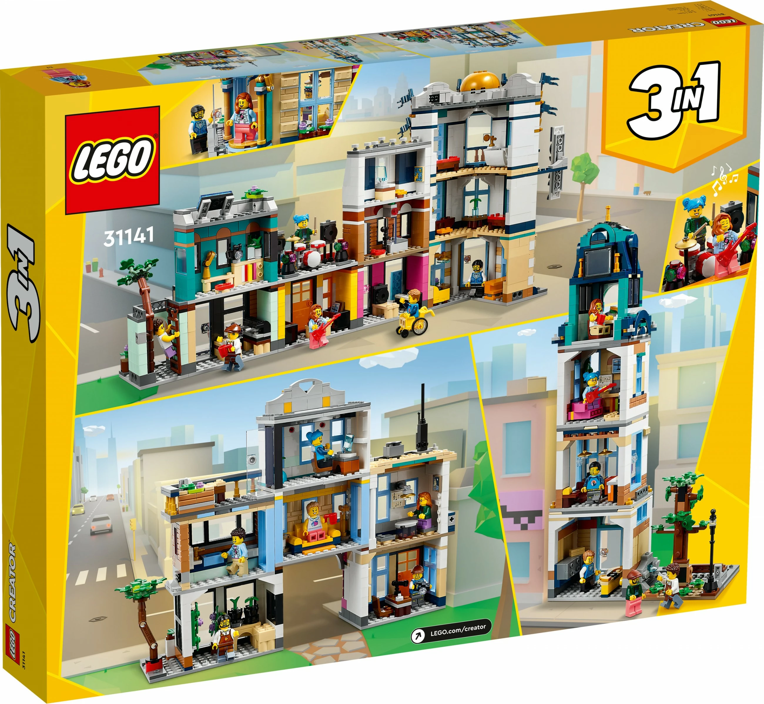 Set ndërtimi LEGO Creator 3in1 Main Street, 1459 pjesë, shumëngjyrësh