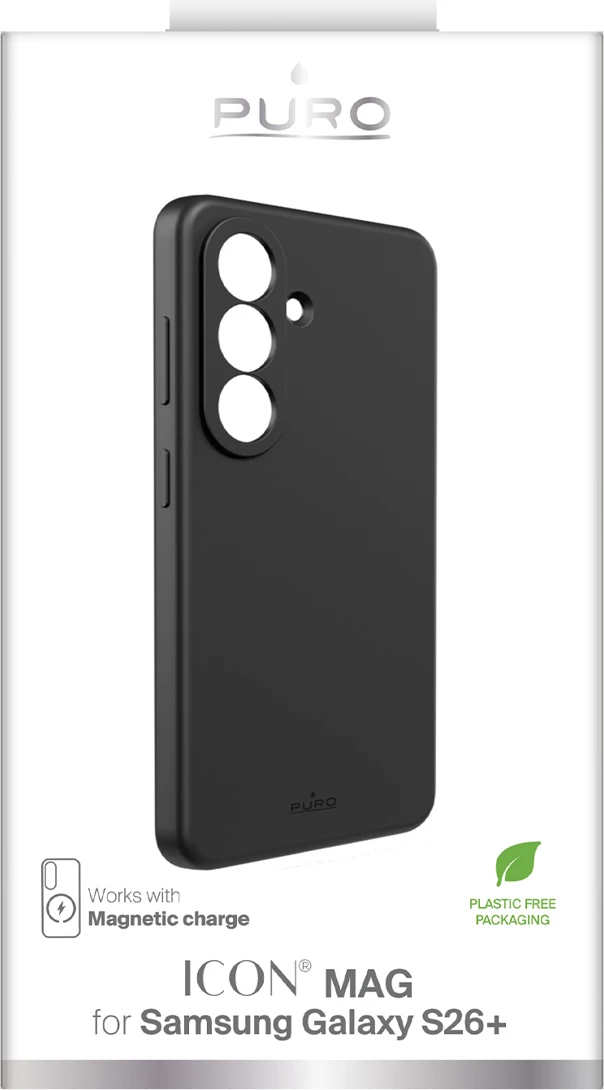 Mbështjellës Puro ICON MAG për Samsung Galaxy S26 Plus, silikon, kompatibil me MagSafe, i zi