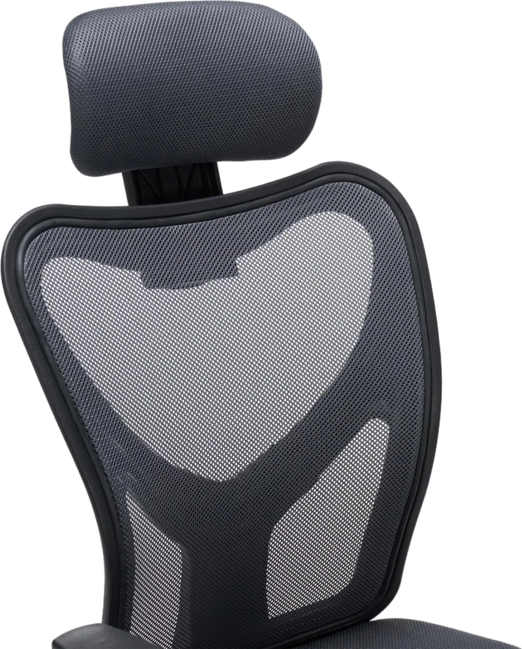 Karrige zyre CUORE, material rrjete gri, kornizë e zezë, bazë kromi, 63x61x125cm