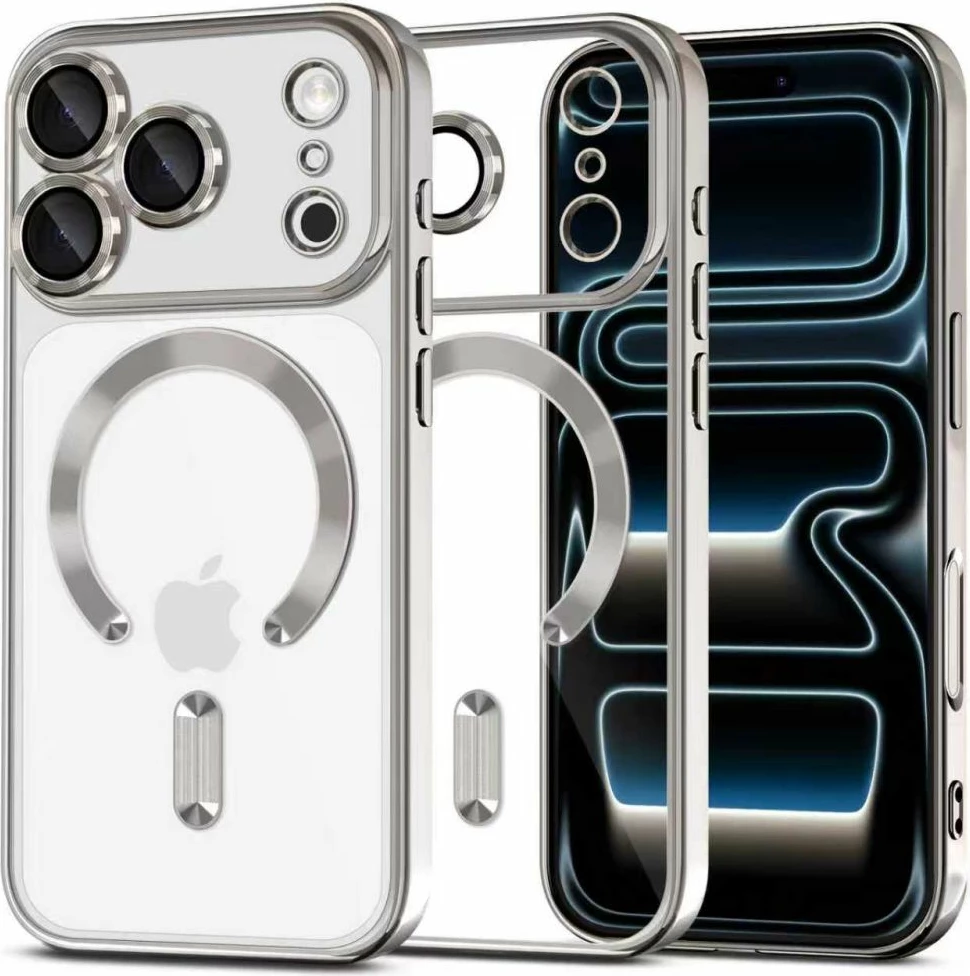 Mbështjellës Tech-Protect MagFlex MagSafe për iPhone 17 Pro Max, transparent/argjend, 1 copë
