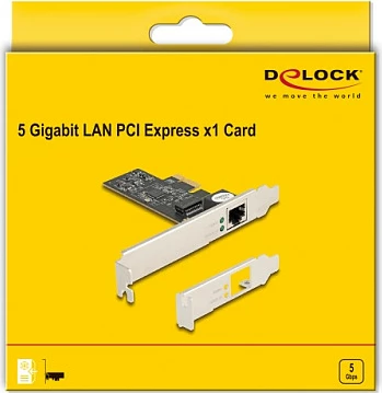 Kartelë rrjeti PCIe DeLOCK RTL8126, RJ45 5GbE, PCI Express x1, e brendshme, e zezë
