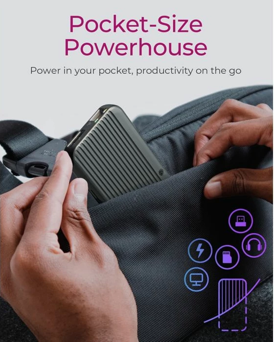 Stacion dokimi USB-C ICYBOX IB-DK4060-CPD, 12-në-1, triple video (2x HDMI + DP), deri 8K@30Hz, 10Gbps, PD 100W, LAN Gigabit, lexues SD/microSD, anthracite