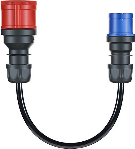 Adapter kabllo go-eCharger Gemini flex 11 kW, CEE e kuqe 16A në CEE e kaltër 16A, 30 cm, e zezë
