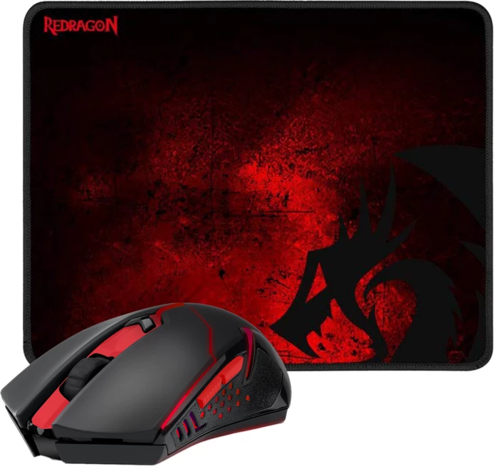 Set Maus + Mauspad Redragon M601-WL, 800-2400 DPI, 33x26 cm, zi/kuq, 2n1 6