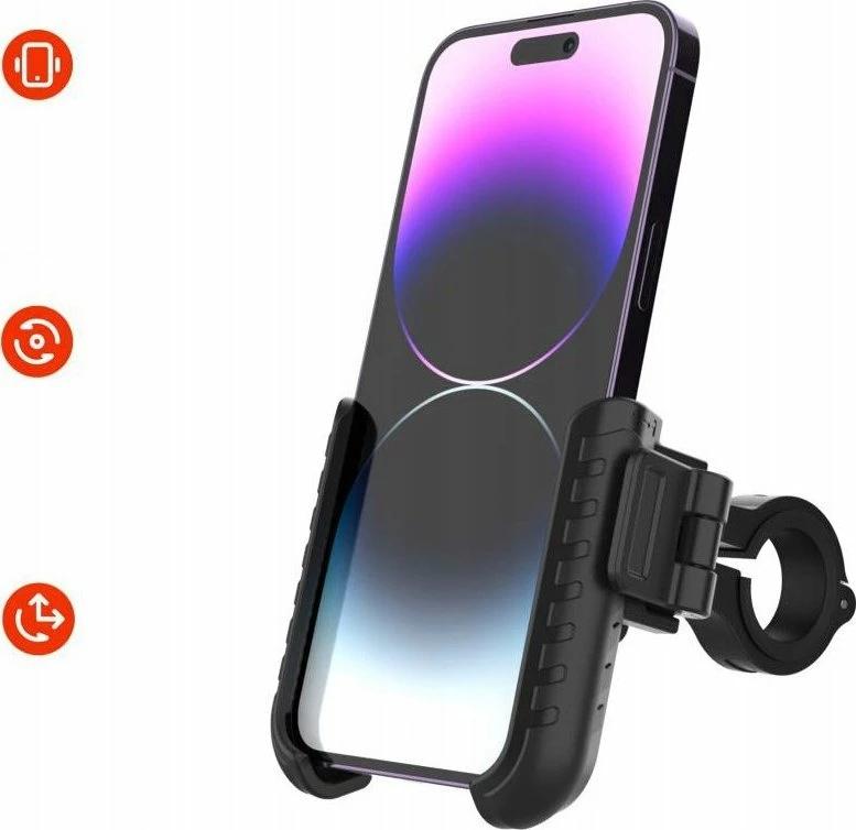 Mbajtës celulari Fixed Bikee Plus FIXBIP-BK për biçikletë, 6.8\", 360°, 20-32 mm, i zi