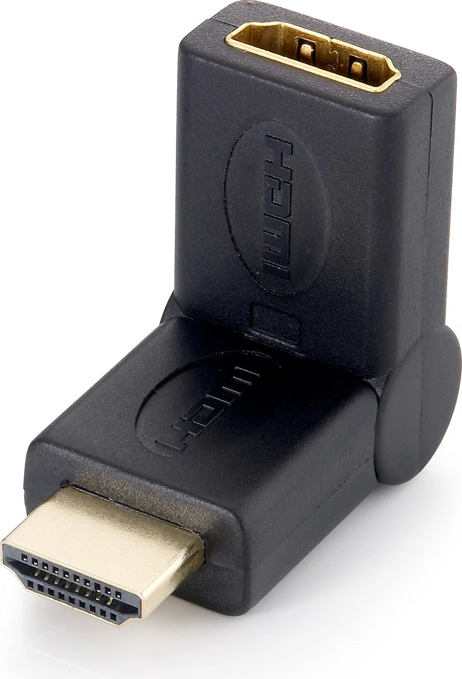 Adapter HDMI palosshëm Equip, mashkull në femër, kënd 90°, i zi