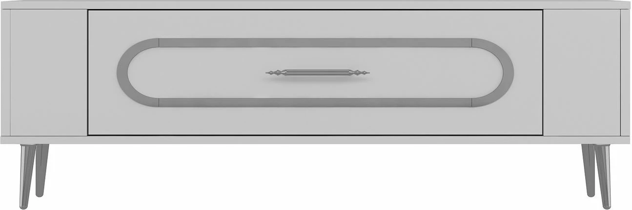 Komodë TV Skye Decor, e bardhë, argjend