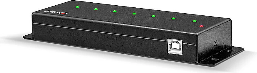 Hub USB LINDY 7-Port USB 2.0 Metal, 480 Mbit/s, kabllo 1.8 m, i zi