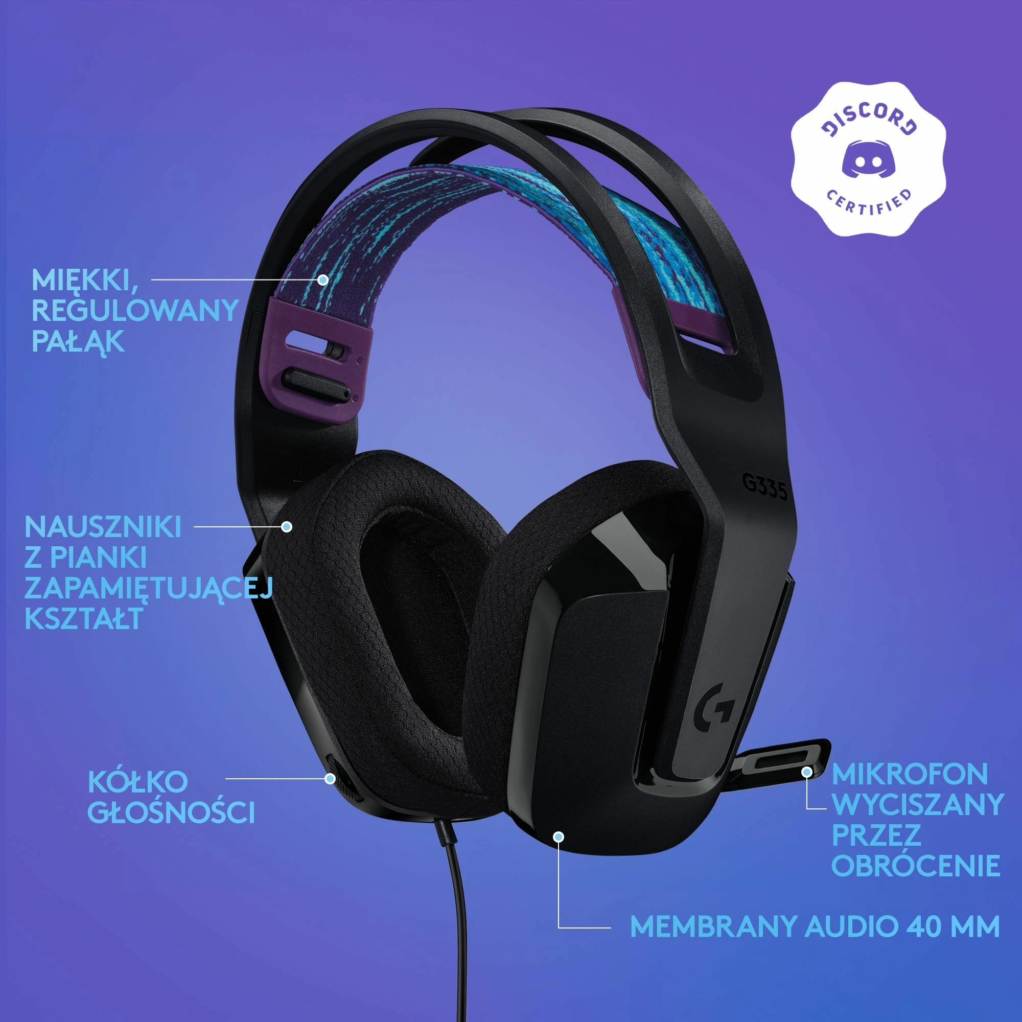 Kufje gaming Logitech G335 (981-000978), me kabllo 3.5mm, mikrofon, 40mm, të zeza