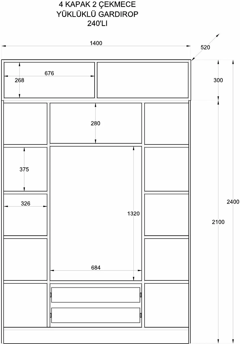 Dollap për rroba, ngjyrë e bardhë mat, Skye Decor, RB-185-18, 140x240x52cm
