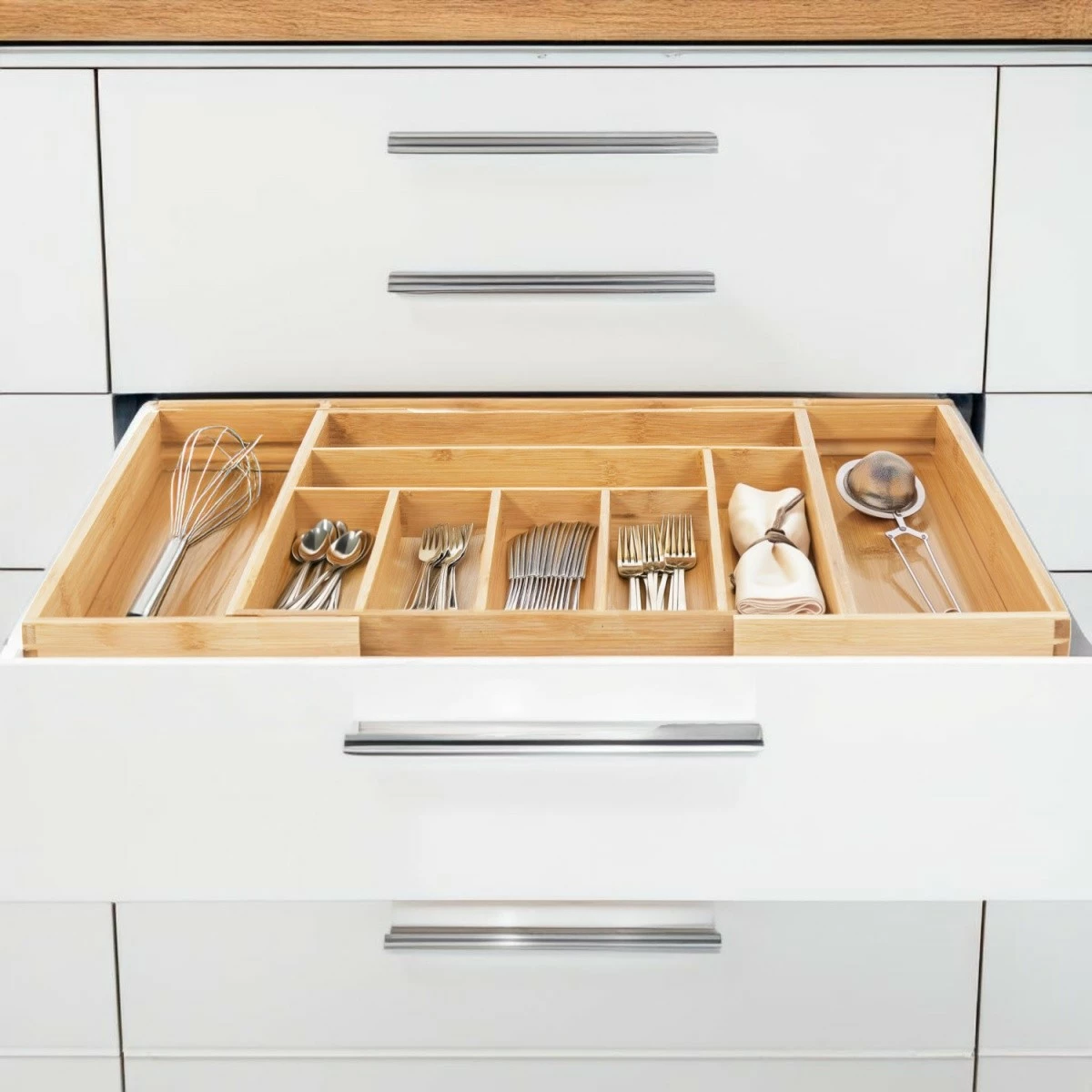 Organizues sirtari bambu GreenBlue GB379, i zgjerueshëm, 9 ndarje, ngjyrë druri