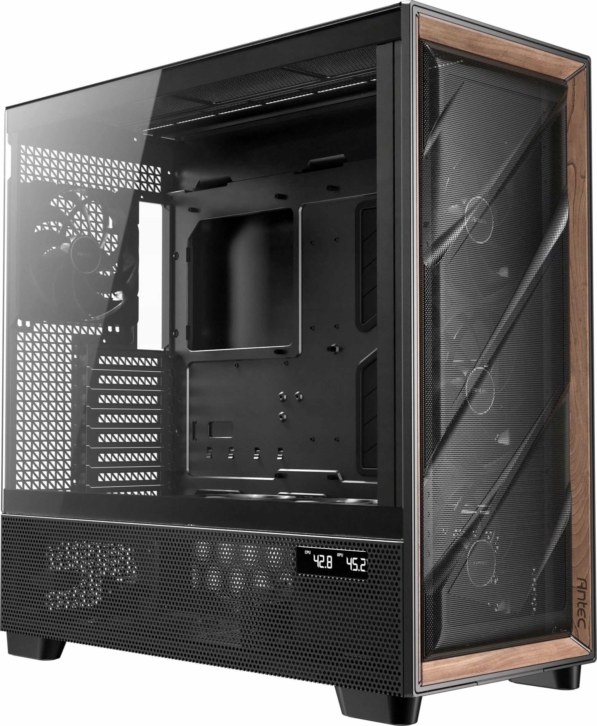 Kasë Antec Flux Pro Full Tower ATX/eATX, me xham të temperuar, USB-C, pa PSU, e zezë