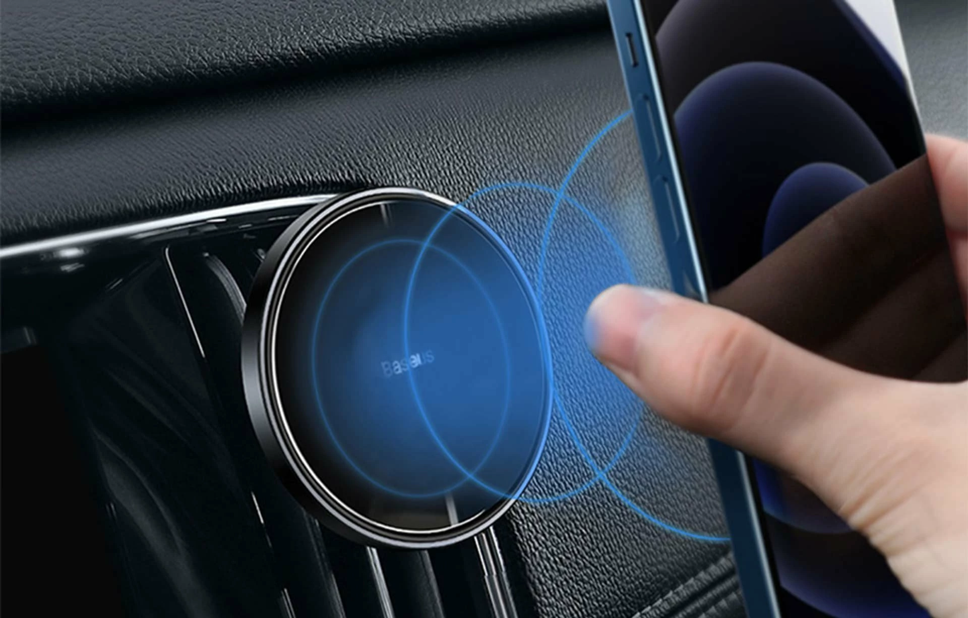 Mbajtës magnetik për celular Baseus NeoGravity, montim në grilë ventilimi/dashbord, i zi