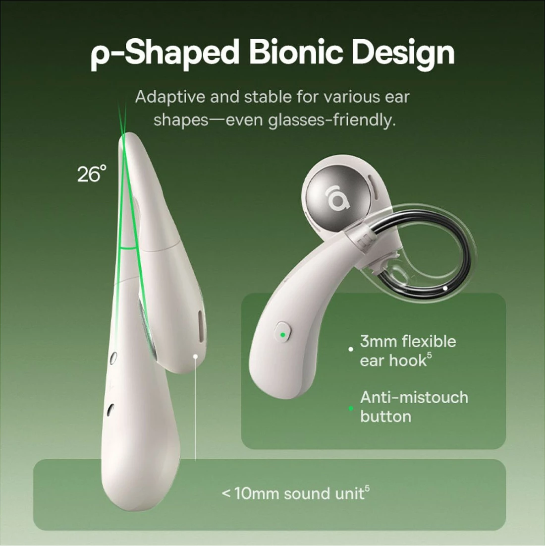 Kufje Baseus Eli Sport 2, TWS Open-Ear, Bluetooth 6.0, IP57, Off-White