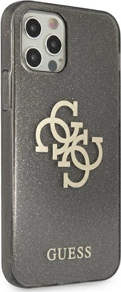 Mbështjellës Guess GUHCP12LPCUGL4GBK për iPhone 12 Pro Max 6.7", i fortë, Glitter 4G Big Logo, i zi