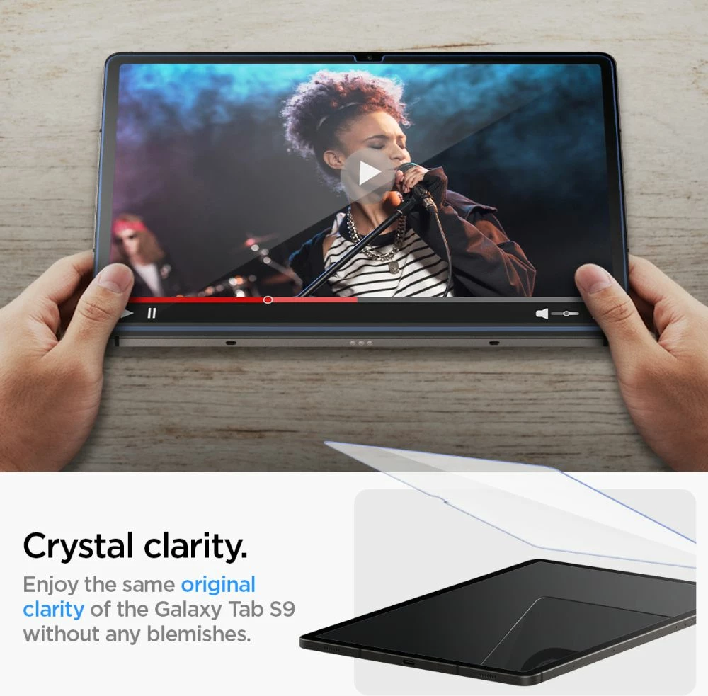 Xham i temperuar mbrojtës, Spigen Glas.tR EZ Fit, për Samsung Galaxy Tab S9 11'' X710/X716B, 0.2 mm 9H, kornizë montimi