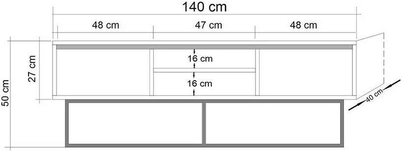 Komodë për TV, ngjyrë arre dhe e zezë, Skye Decor Rodez 140
