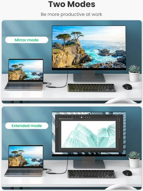 Adapter DisplayPort në HDMI UGREEN 70694 4K@60Hz, i zi