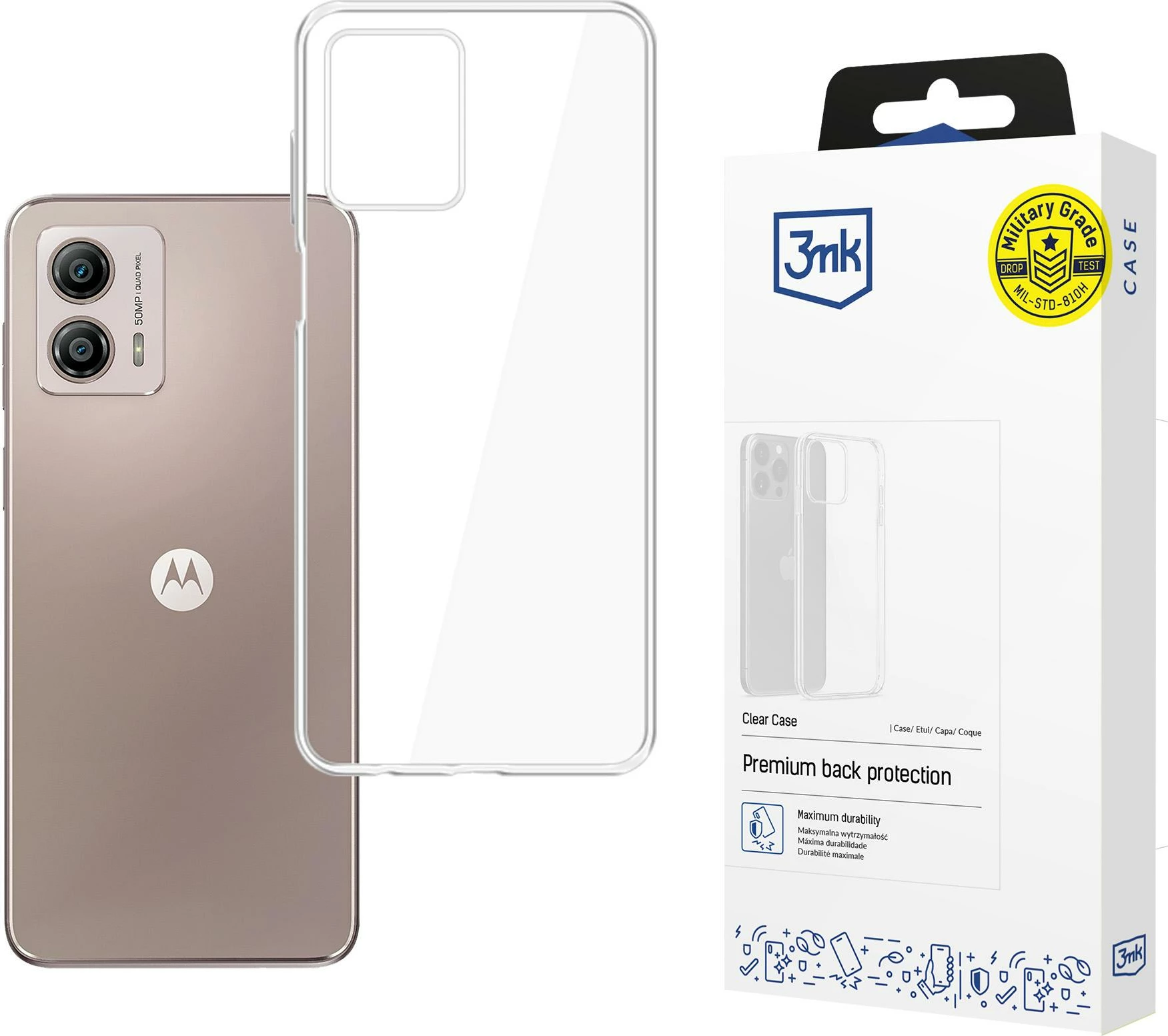 Mbështjellës për celular 3mk Clear Case për Motorola Moto G53, transparent