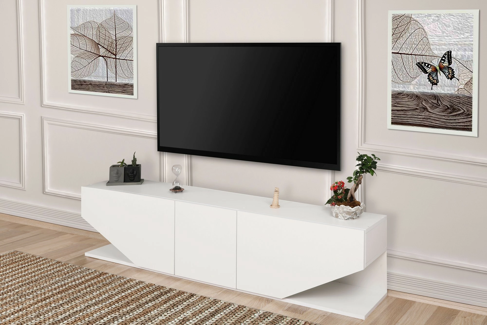 Komodë TV Hanah Home, Inci, e bardhë
