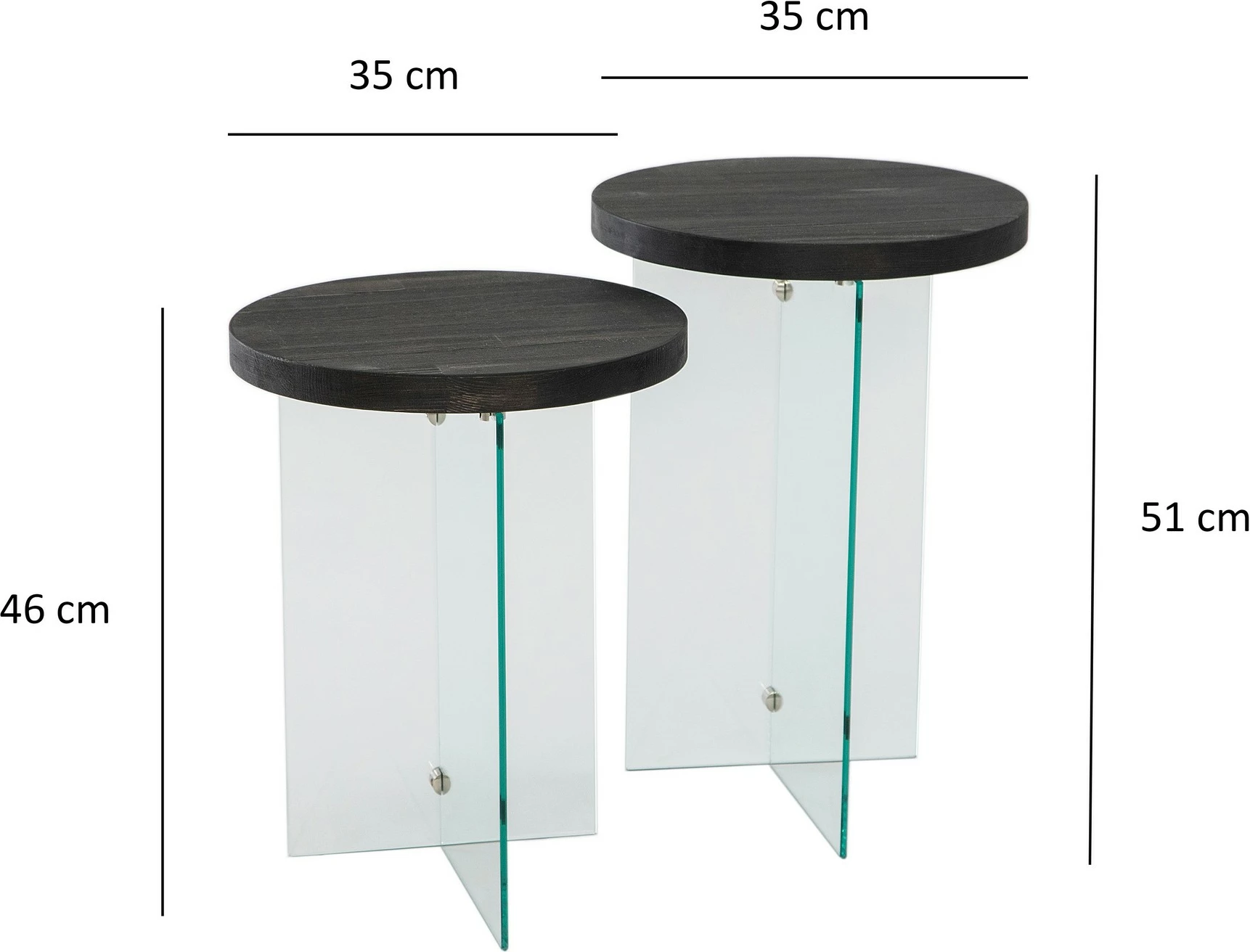 Set tavolinash kafeje Skye Decor, Serenity 2, antracit, xham transparent