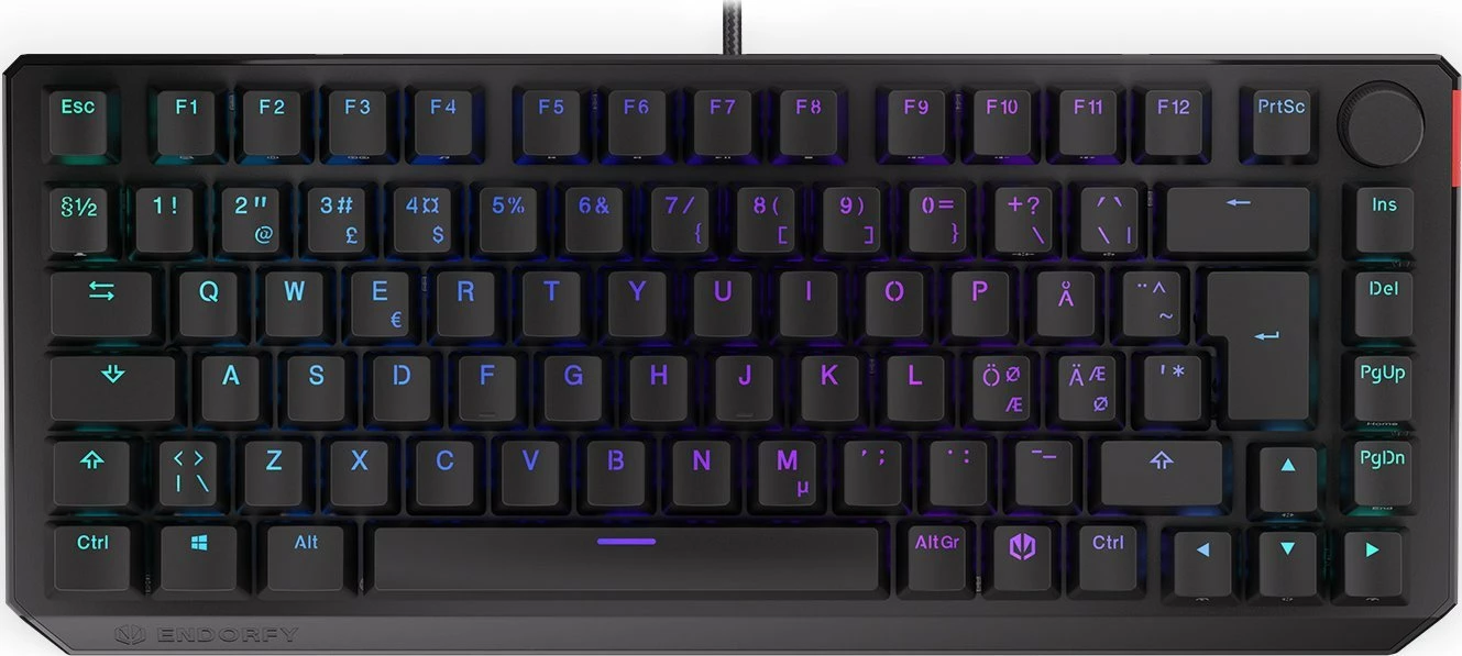 Tastierë mekanike gaming Endorfy Thock 75% EY5B007, Kailh Red, RGB, Nordic layout, wireless + USB-C, e zezë