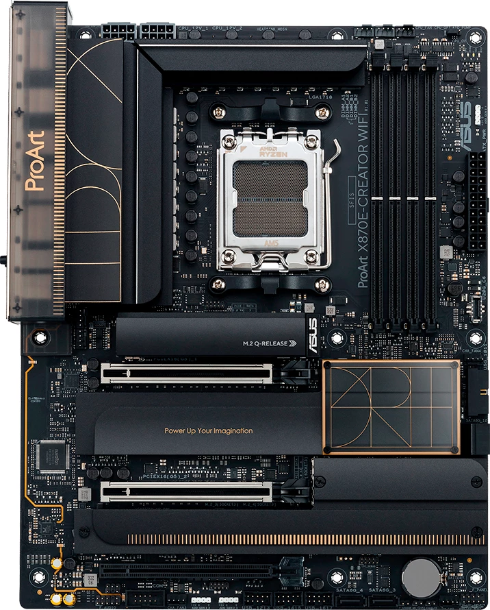 Pllakë amë ASUS ProArt X870E-CREATOR WIFI, AM5, ATX, DDR5 4xDIMM, 4xM.2, 4xSATA, PCIe 5.0, 10GbE + 2.5GbE, WiFi 7, Bluetooth 5.4, USB4 40Gbps