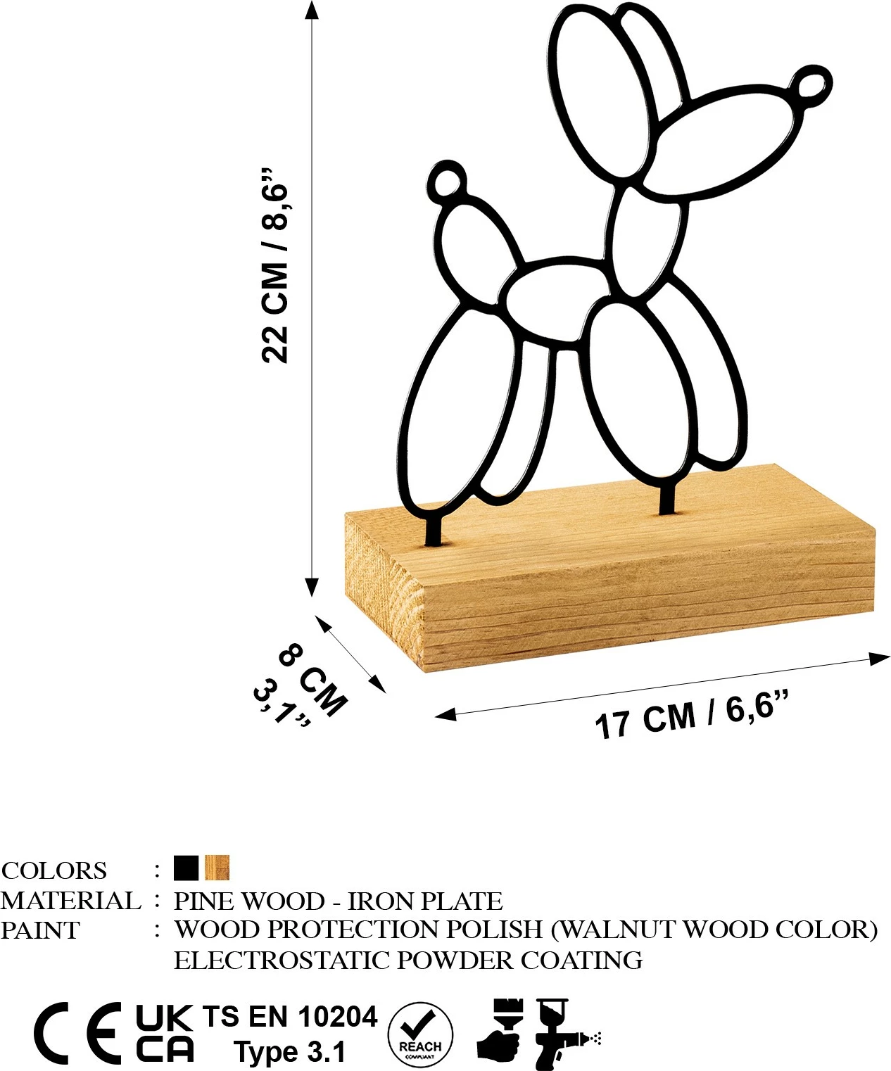 Objekt dekorativ Aberto Design Swell, ngjyrë druri dhe e zezë